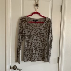 City Streets Long Sleeve Semi-Sheer Camo Top Size M